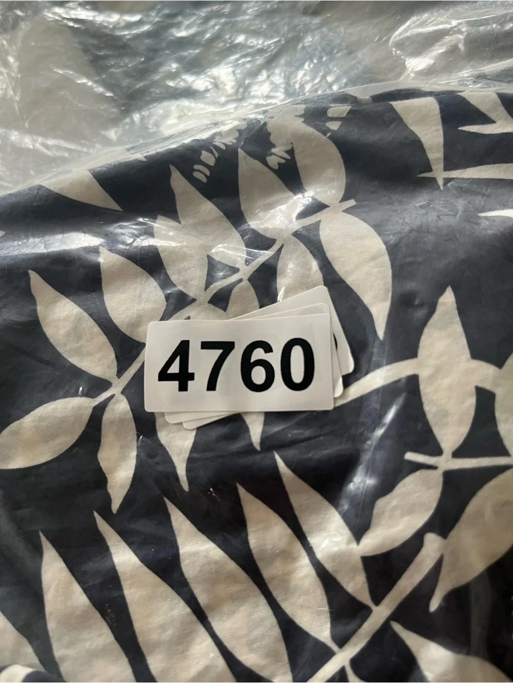 J Crew Navy Blue White Tropical Palm Print Large 100% Cotton Resort Vacation
